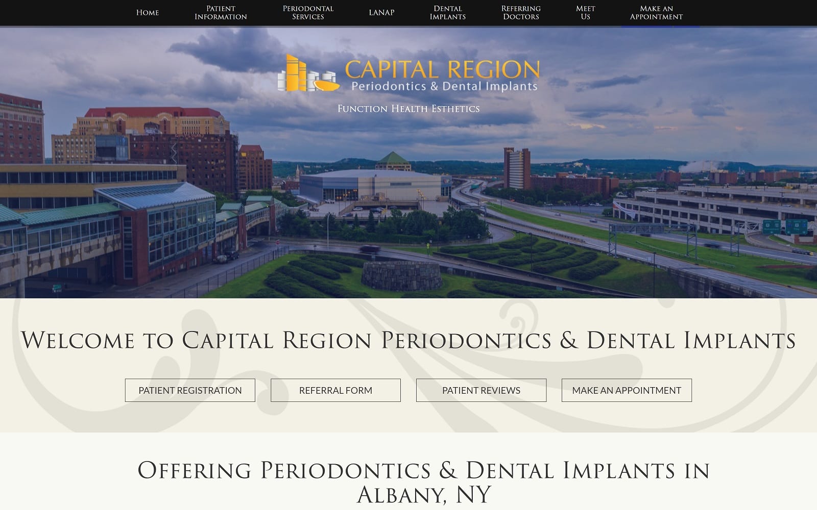 The screenshot of capital region peridontics and dental implants albanyperioandimplants. Com dr. Reed ference website