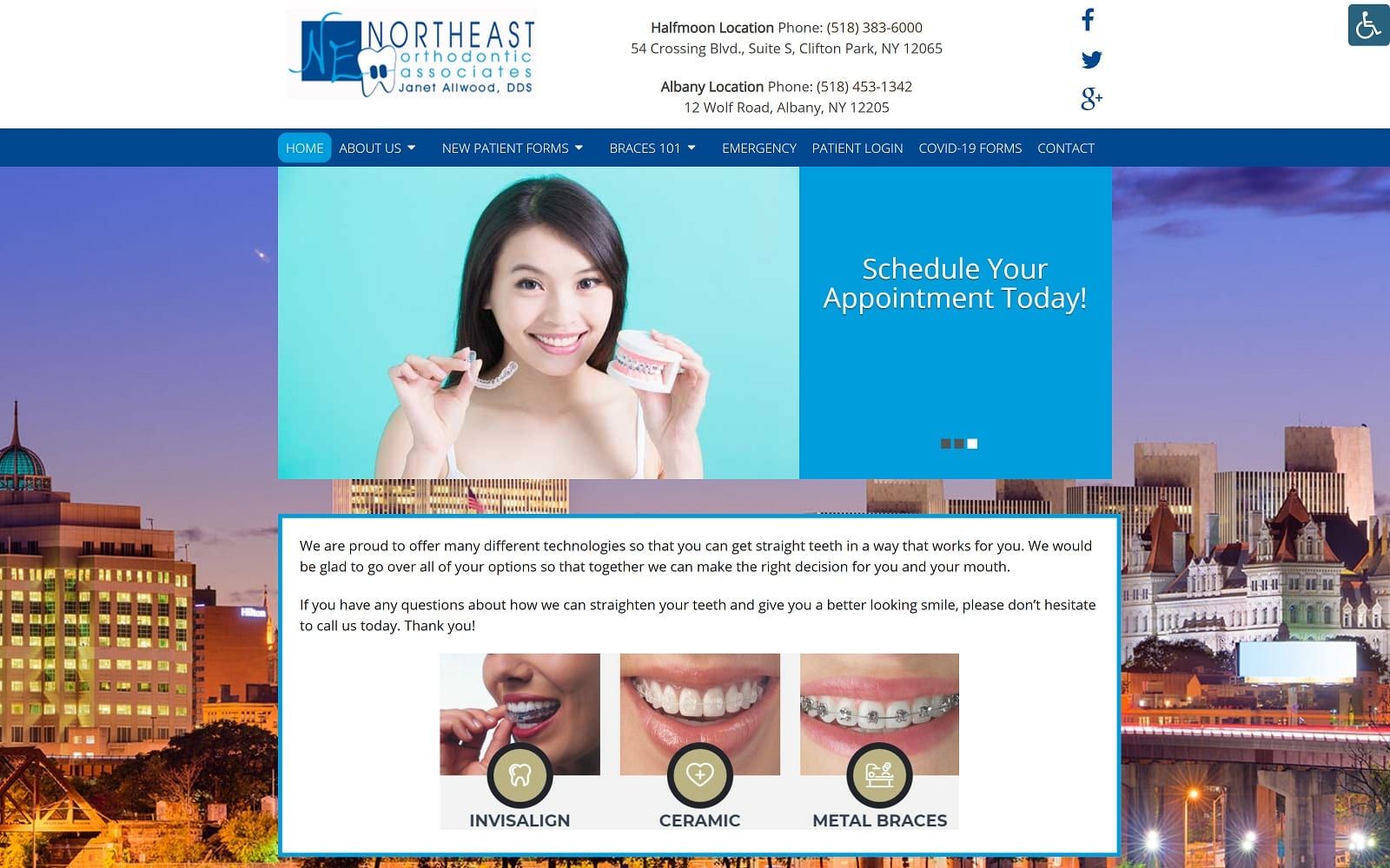 The screenshot of northeast orthodontic associates allwoodorthodontics. Com dr. Janet allwood