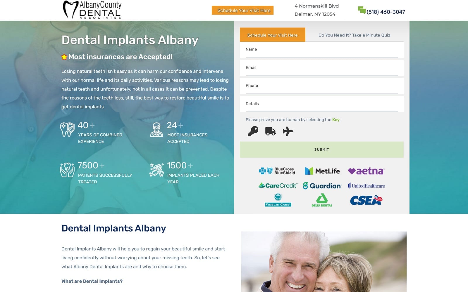 The screenshot of dental implants albany dentalimplantsalbany. Net website