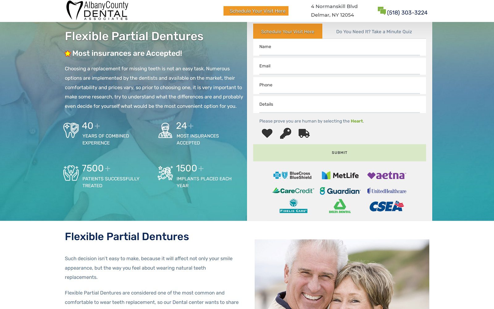 The screenshot of flexible partial dentures albany flexiblepartialdentures. Com website