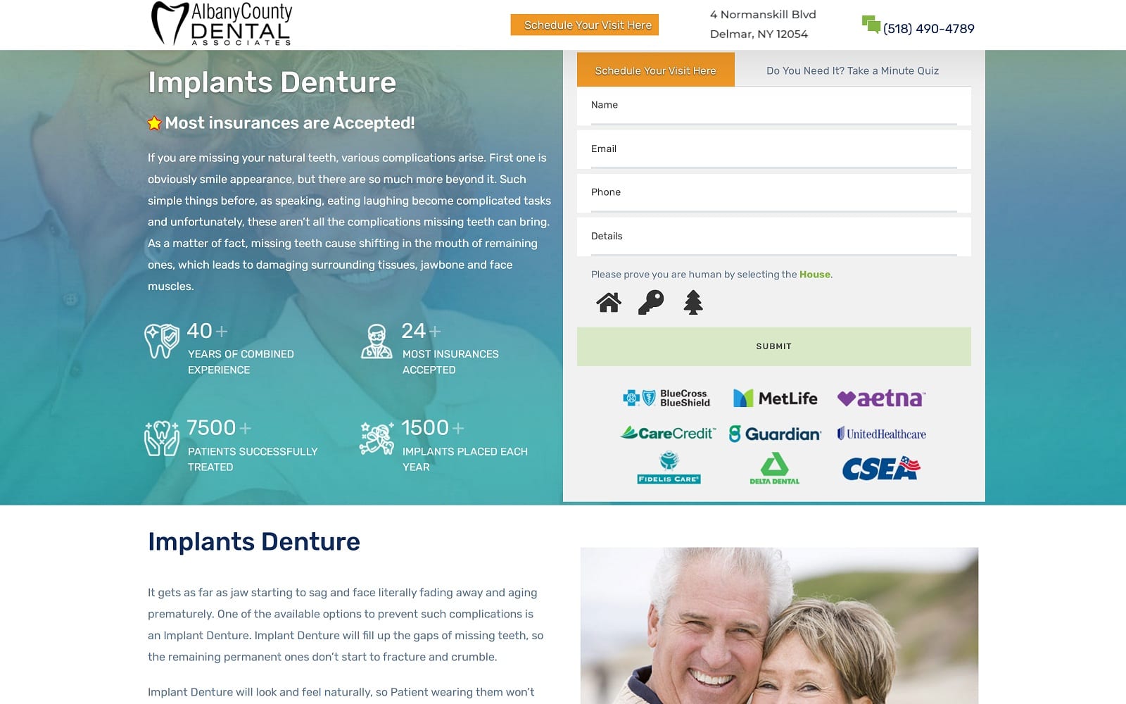 The screenshot of implants denture albany implants-denture. Com website