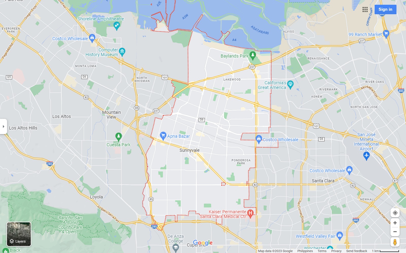 Sunnyvale CA map