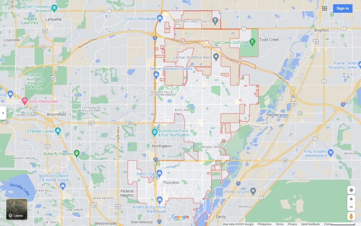 Thornton, CO map