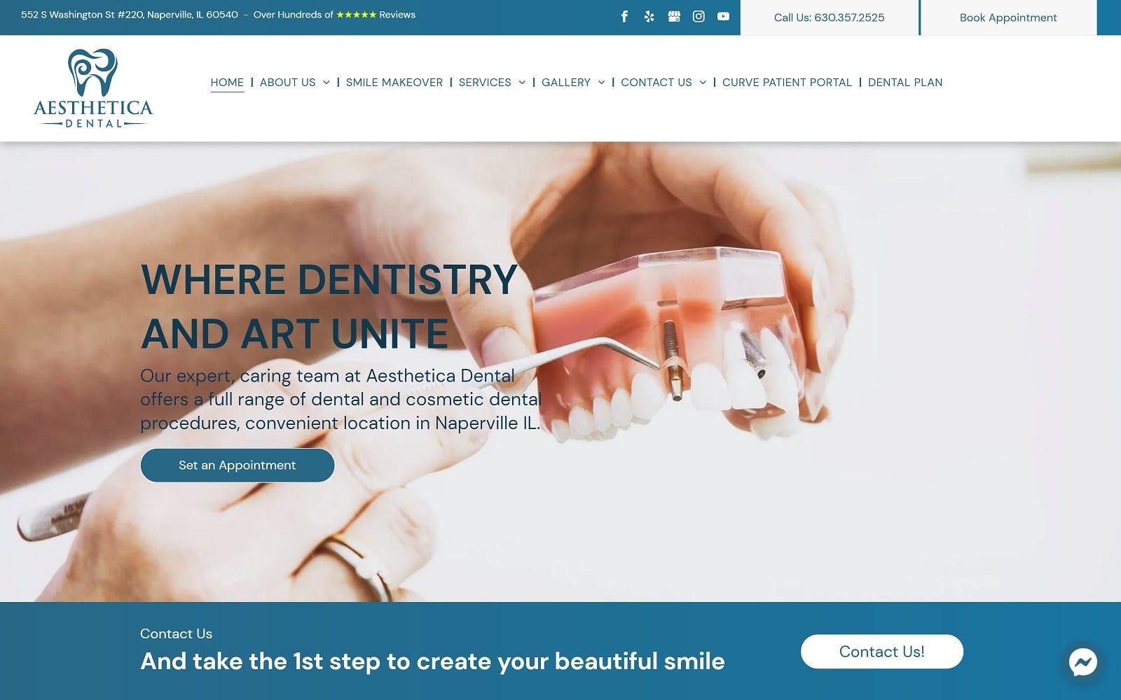The screenshot of aesthetica dental aestheticadentistry. Com website