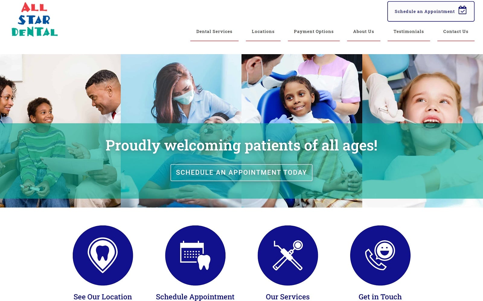 The screenshot of all star dental clinic allstardentalclinic. Com website