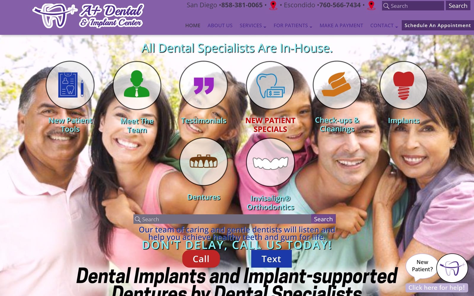 The screenshot of a+ dental & implant center - escondido aplusdental. Us website