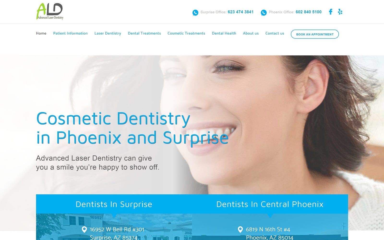 The screenshot of advanced laser dentistry azlaserdentistry. Com dr. Vu vo website