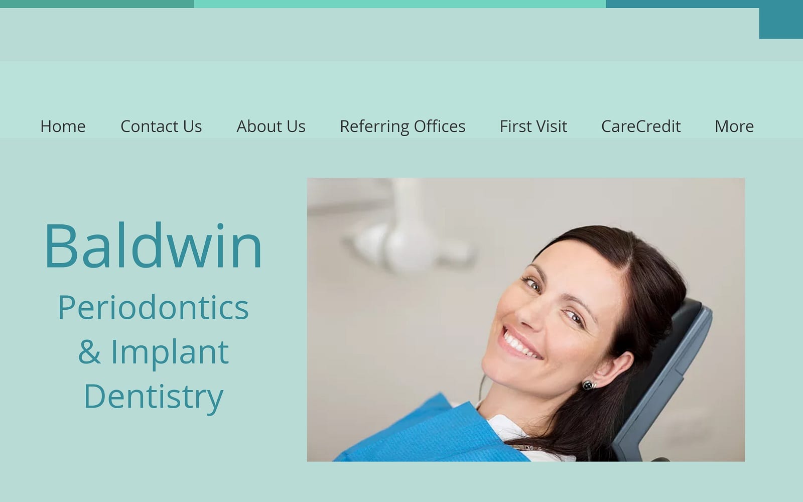 The screenshot of baldwin periodontics and implant dentistry website