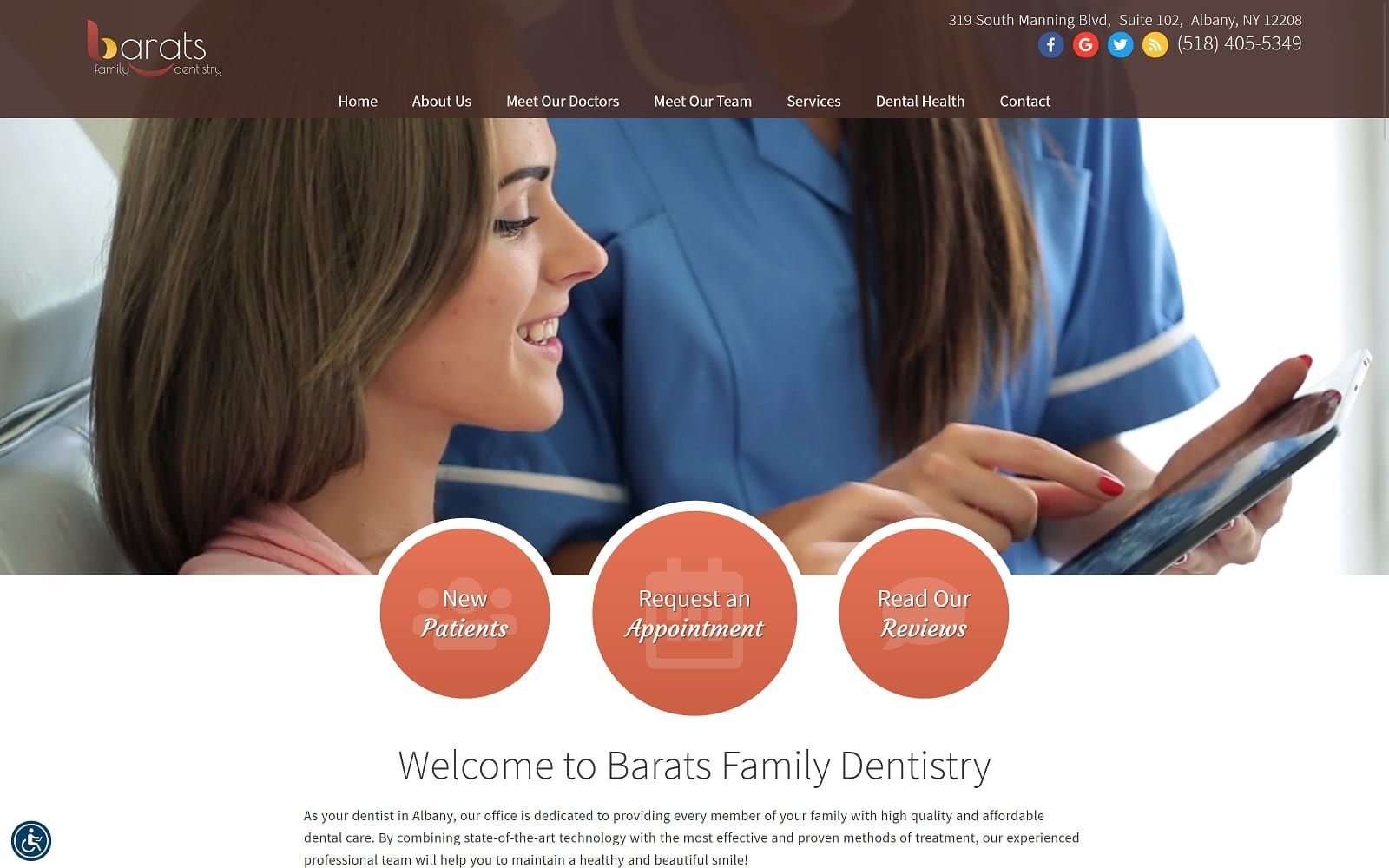 The screenshot of barats family dentistry baratsdental. Com website