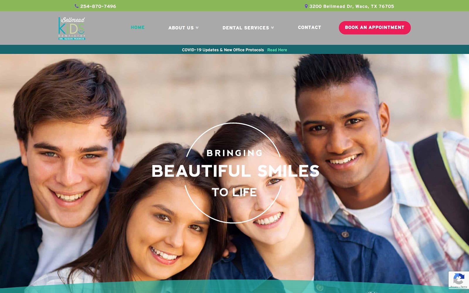 The screenshot of bellmead kids dentistry bellmeadsmiles. Com website