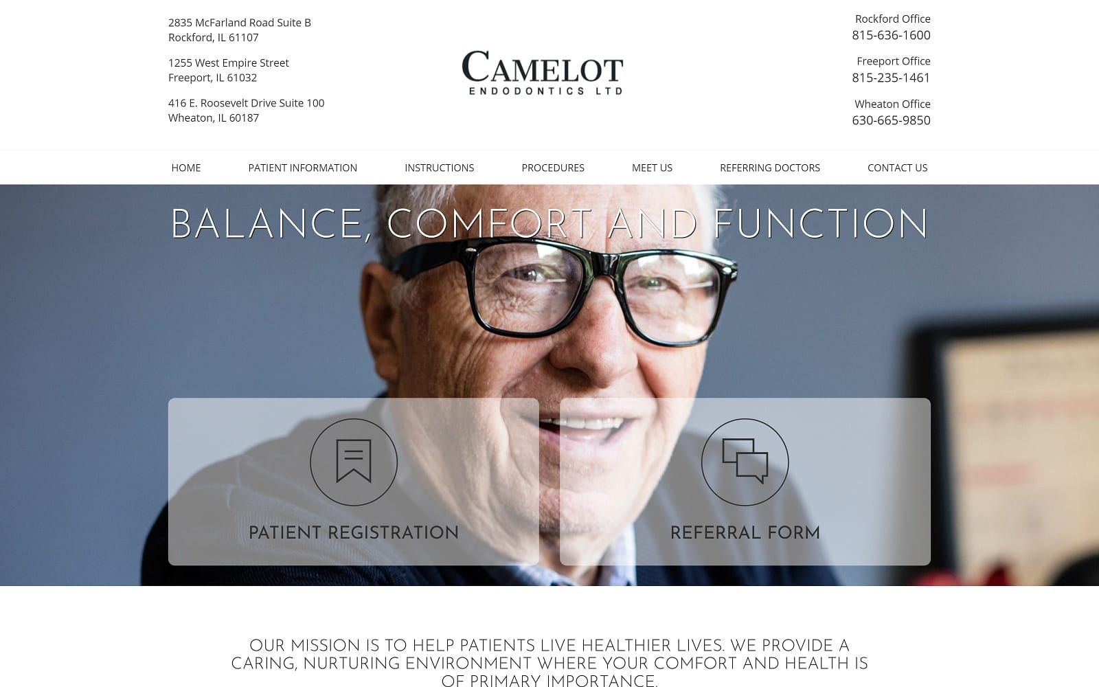 The screenshot of camelot endodontics camelotendo. Com website