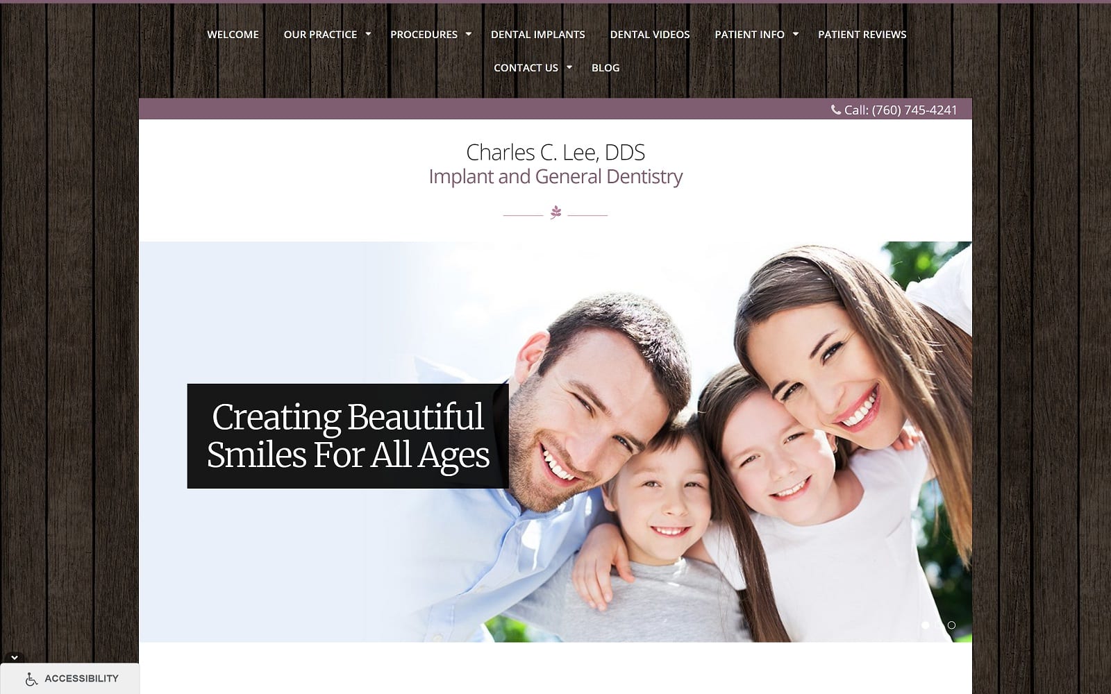 The screenshot of charles lee dds inc. Charlesleedds. Com website