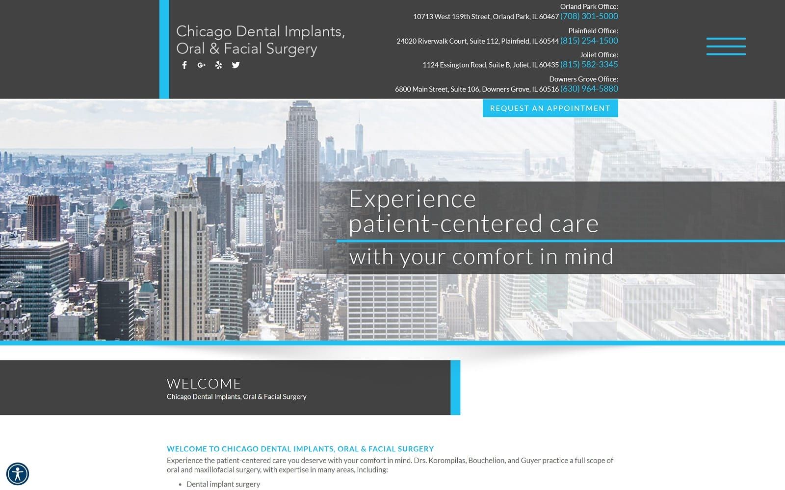 The screenshot of chicago dental implants & oral surgery chicagodentalimplants. Com website