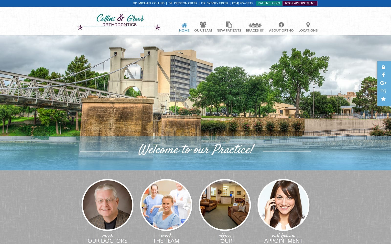 The screenshot of collins and greer orthodontics collinsgreerortho. Com website