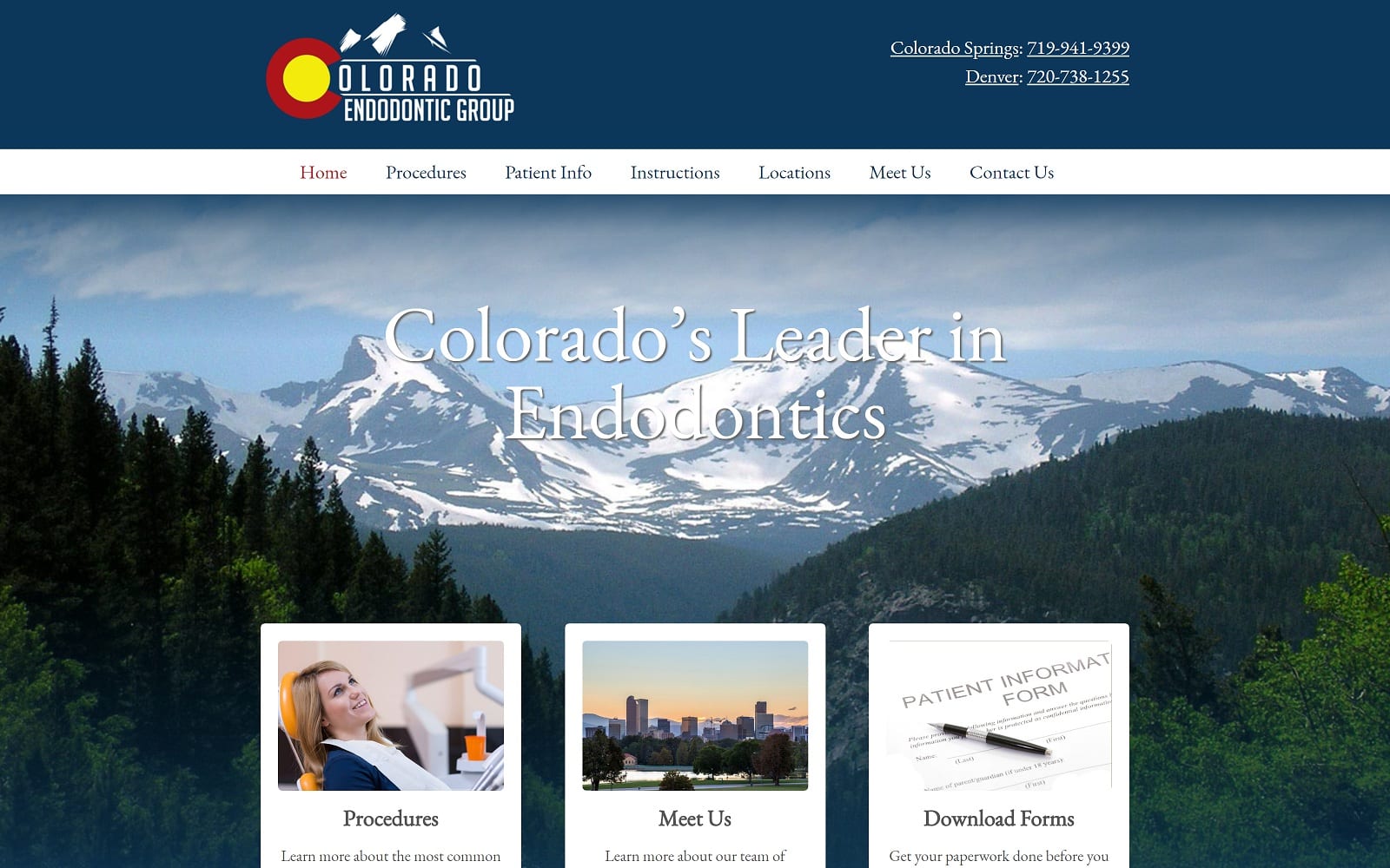 The screenshot of colorado endodontic group coloradoendodonticgroup. Com website