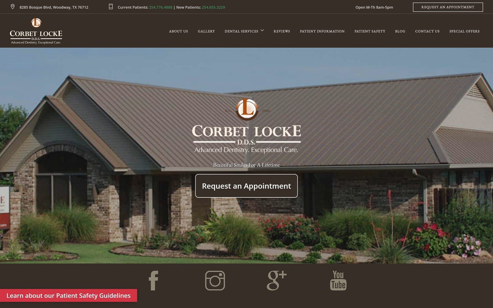 The screenshot of corbet locke dds corbetlockedds. Com website