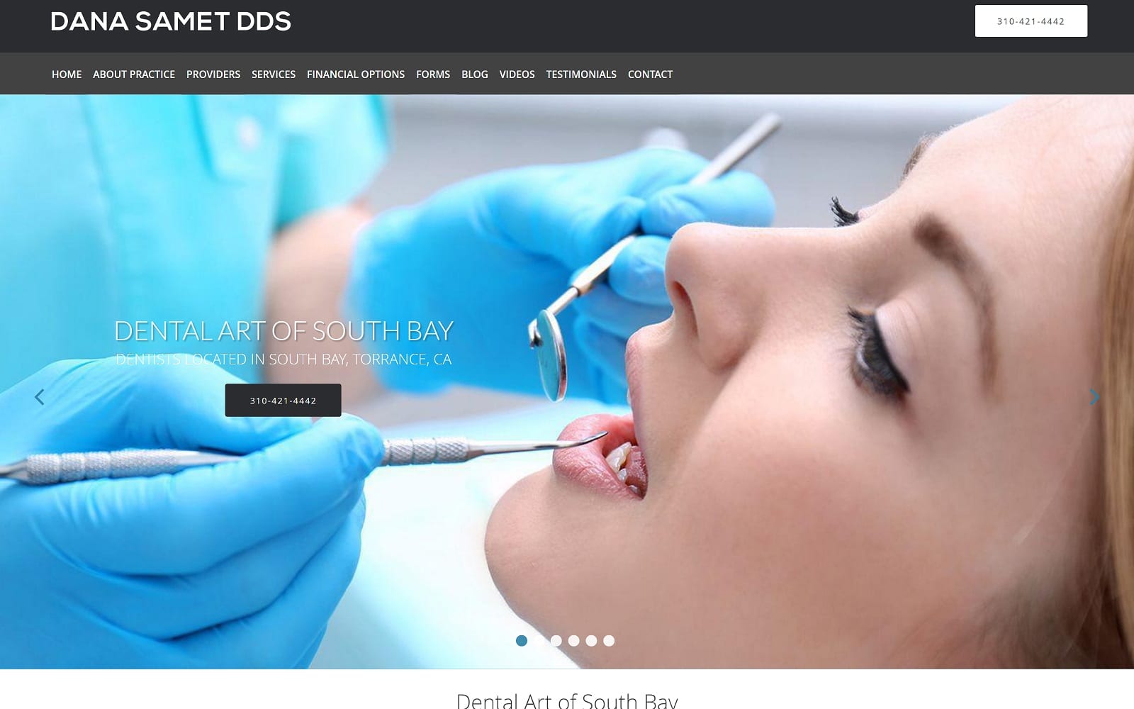 The screenshot of dental art of south bay: dana samet, dds cosmeticdentisttorrance. Com website