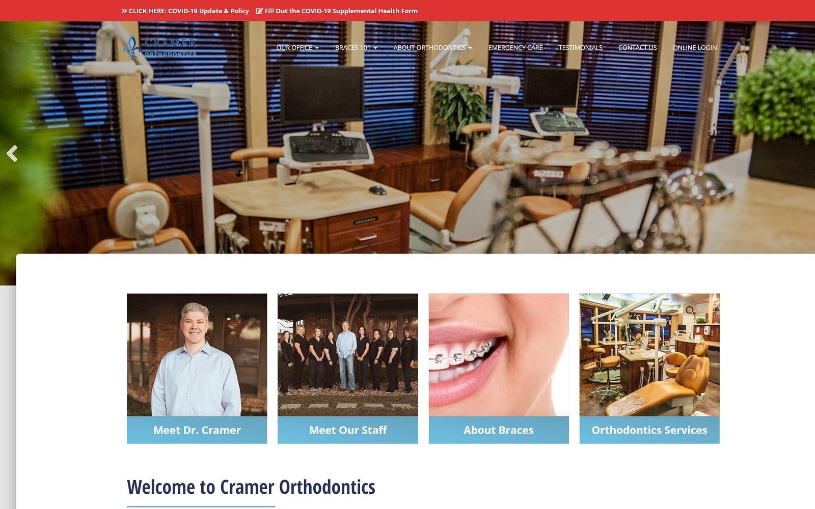 The screenshot of cramer orthodontics cporthodontics. Com dr. Chris cramer website