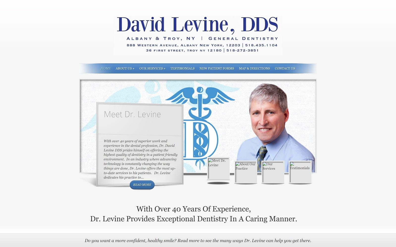 The screenshot of levine david dds davidlevinedentist. Com website