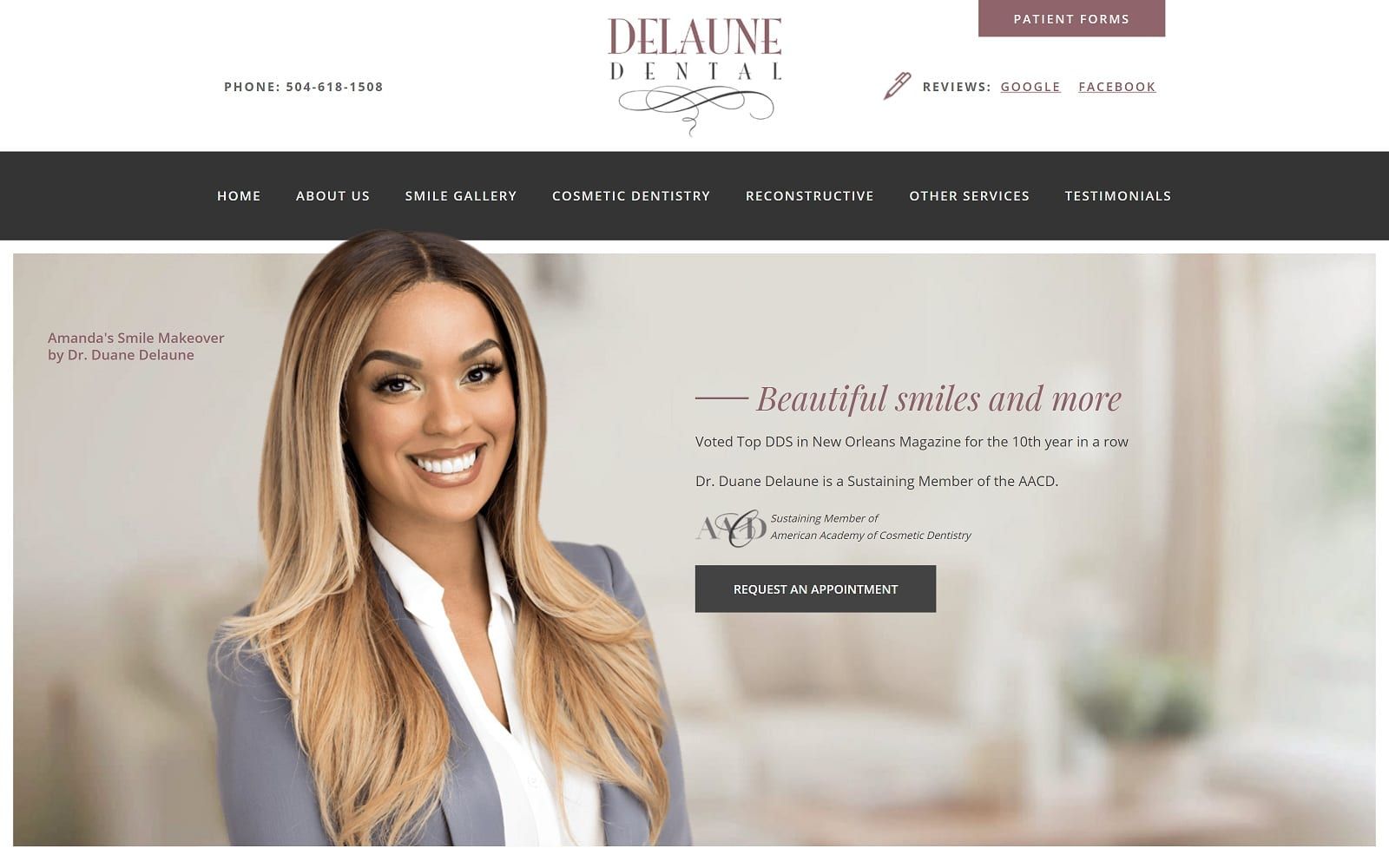 The screenshot of delaune dental delaunedental. Com dr. Duane deluane website