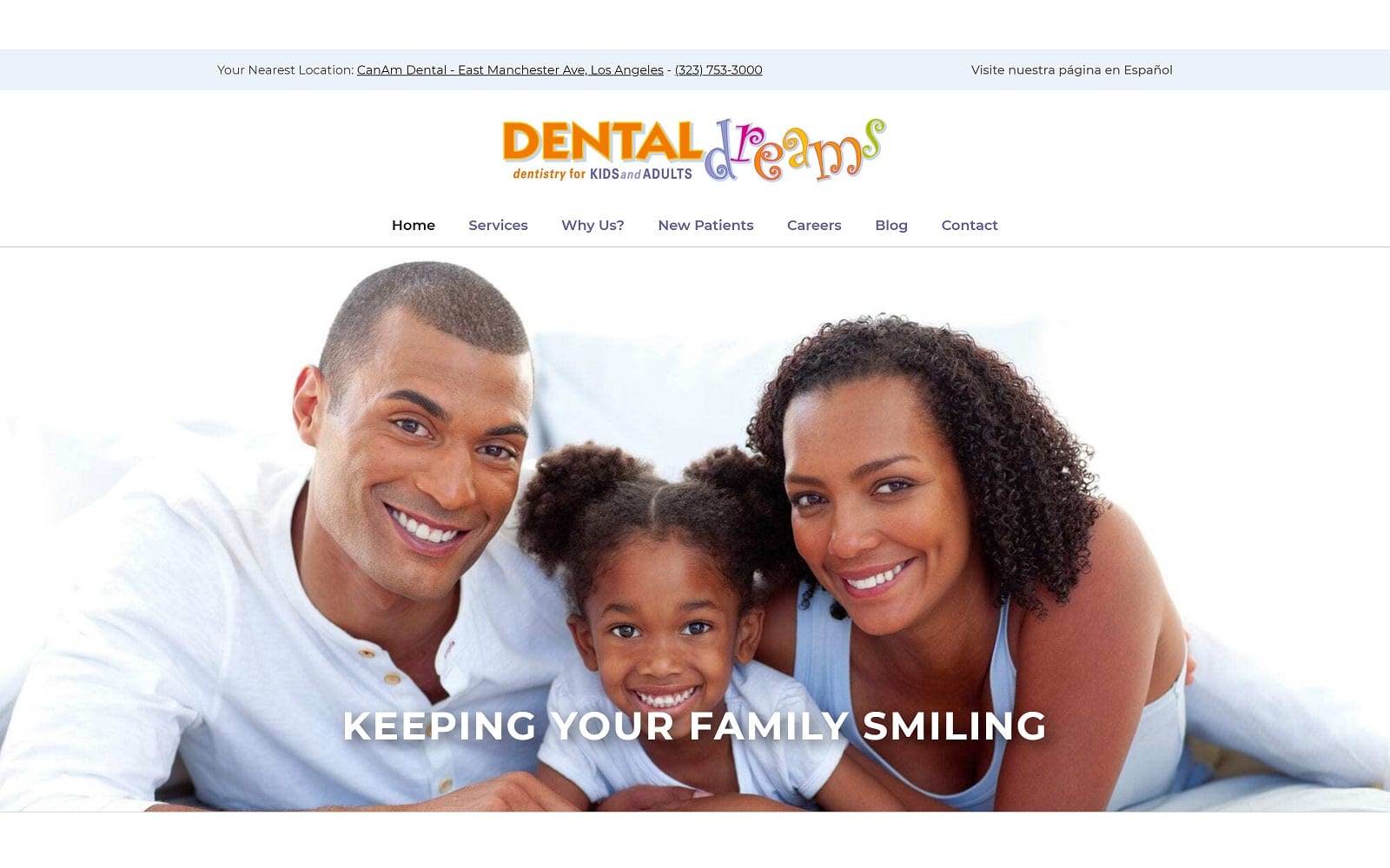 The screenshot of dental dreams-rockford dentaldreams. Com/location/dental-dreams-east-state-street-rockford/ website