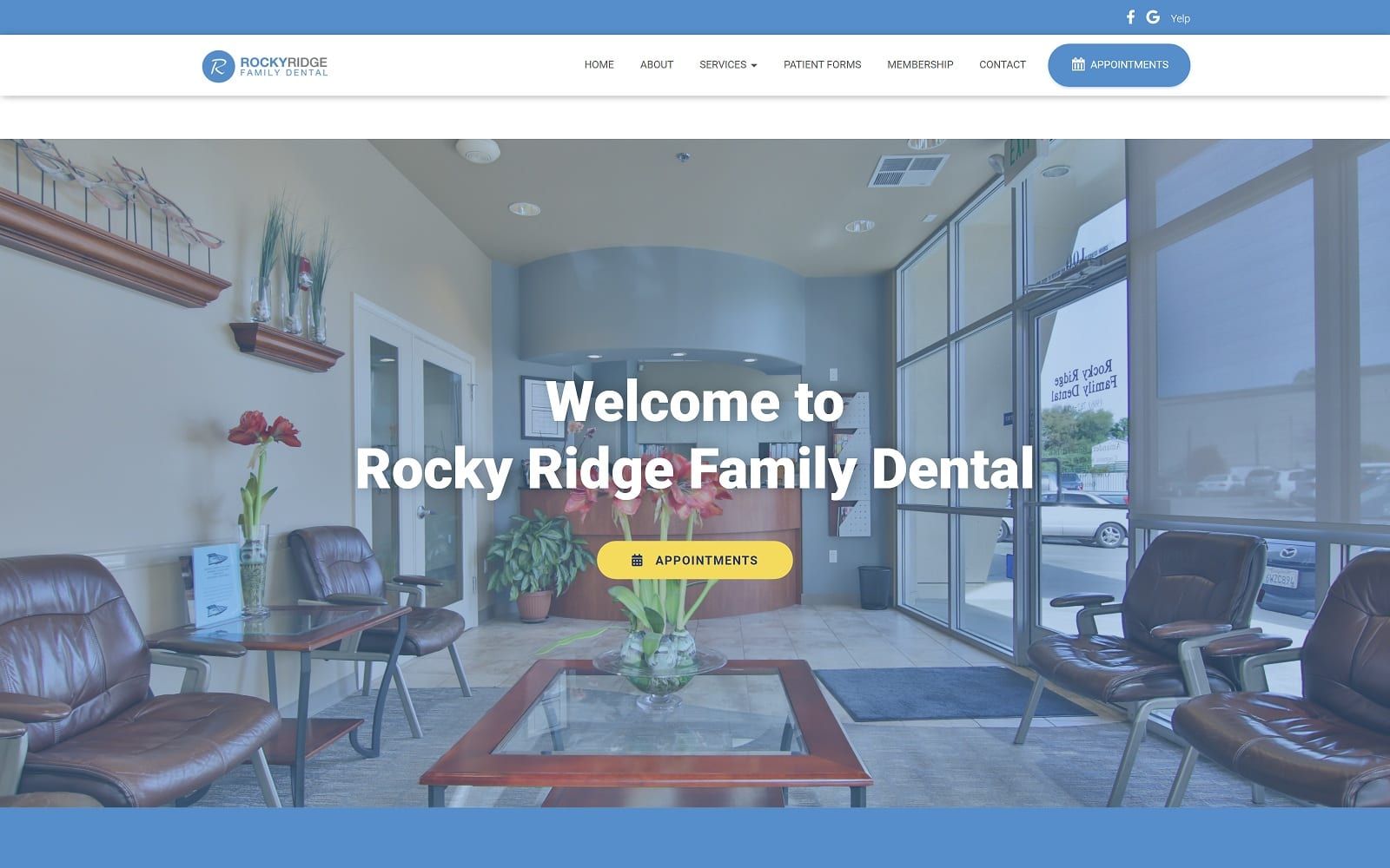 The screenshot of rocky ridge family dental dentalrockyridge. Com website