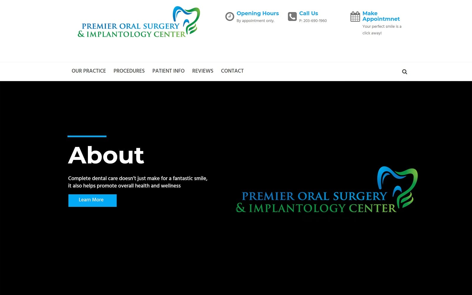 The screenshot of premier oral surgery & implantology center dentalsurgeryandimplants. Com website