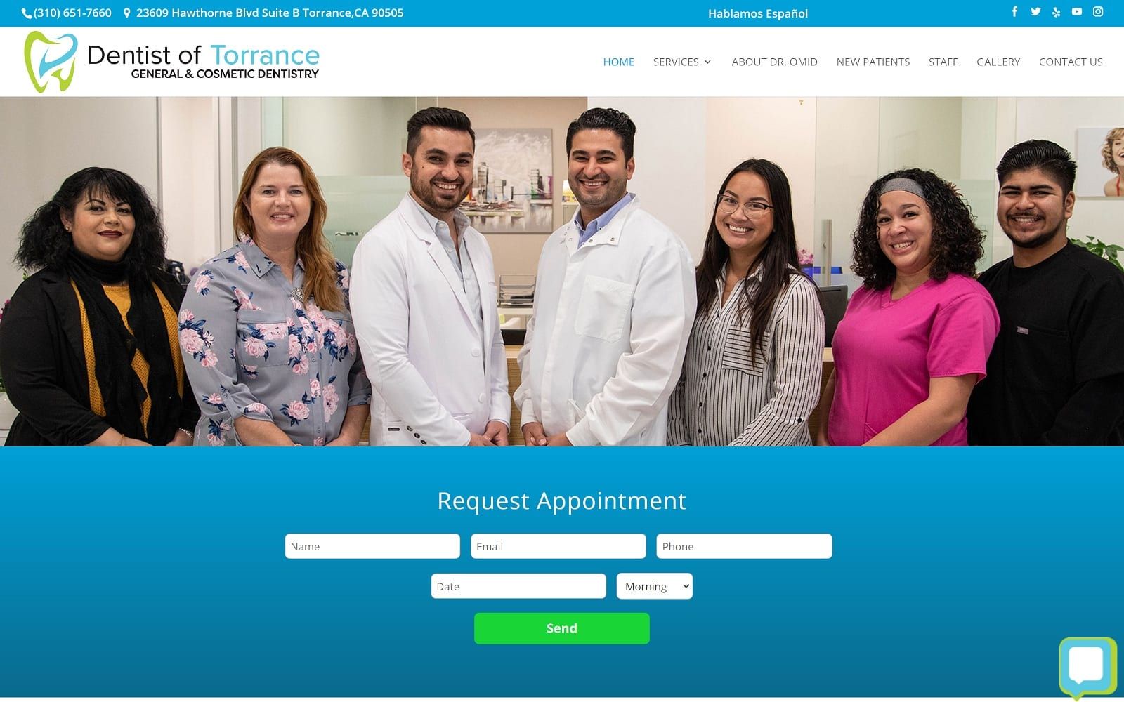 The screenshot of dentist of torrance dentistoftorrance. Com dr. Barkhordar website