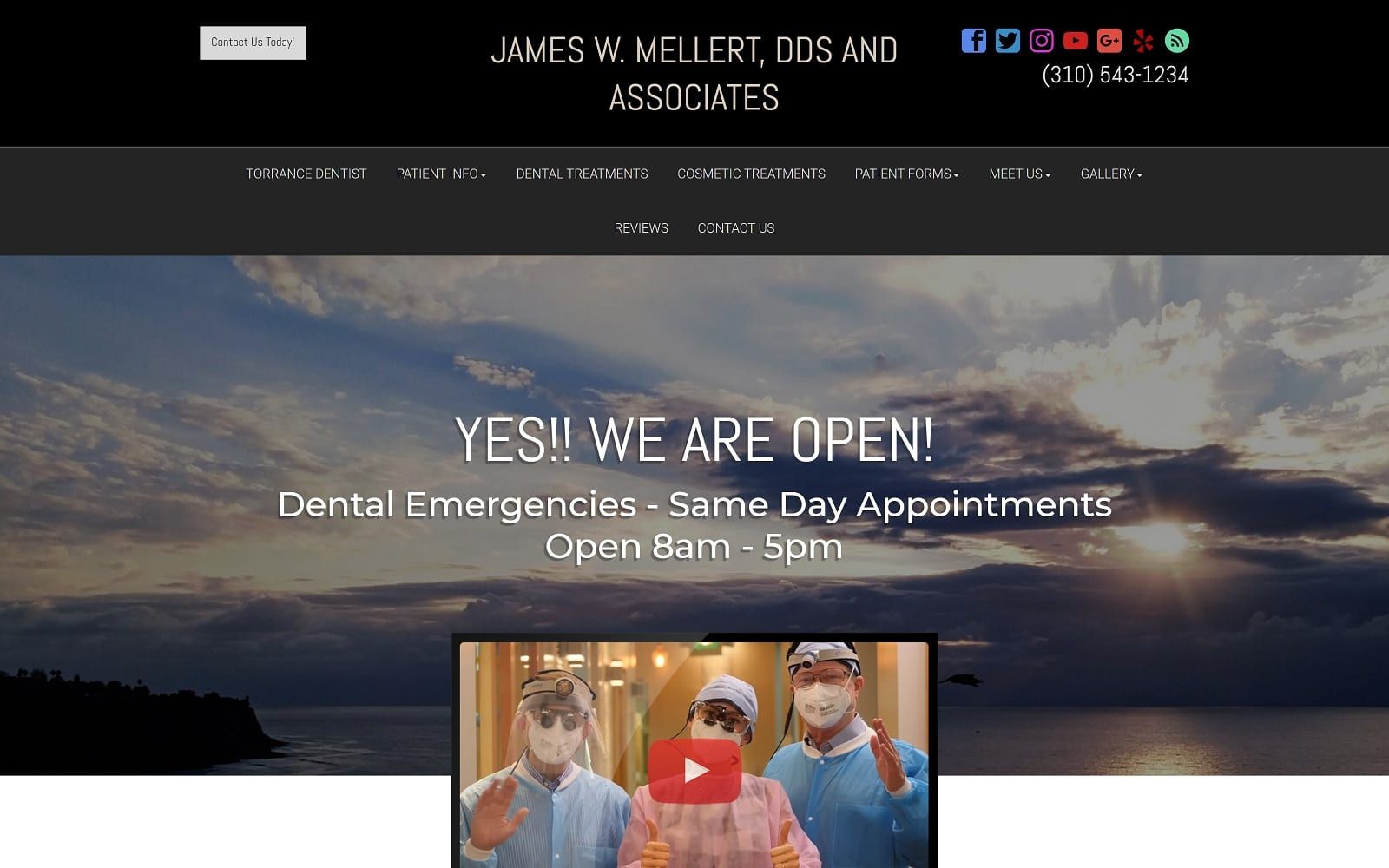 The screenshot of james w. Mellert dds and associates dentisttorrance. Com website