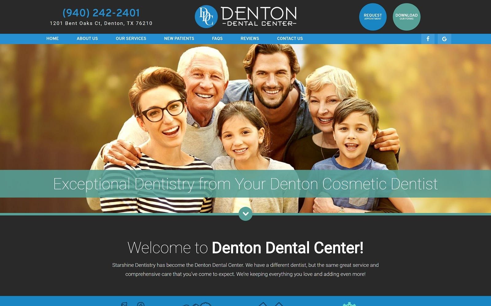 The screenshot of denton dental center dentondentalcenter. Com dr. Todd balington website