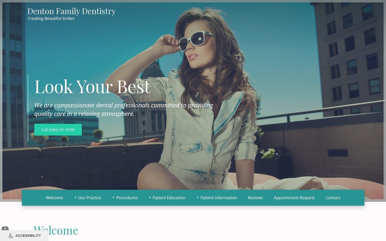 The screenshot of denton family dentistry dentonfamilydentistry. Com dr. Christopher edmondson website