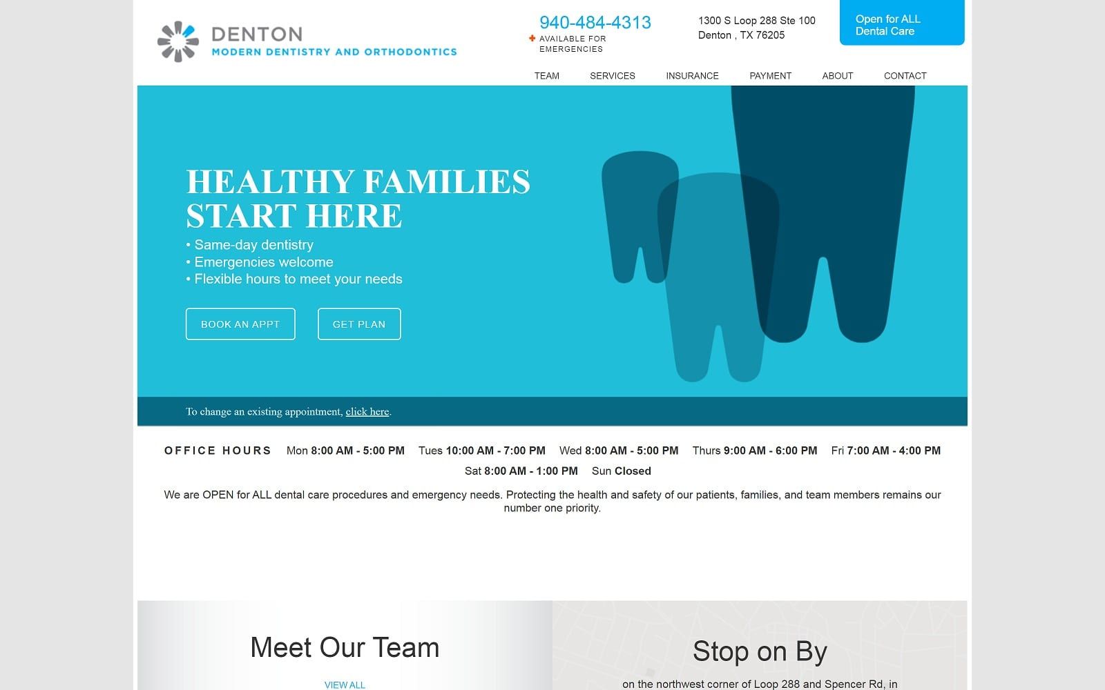The screenshot of denton modern dentistry and orthodontics dentonmoderndentistry. Com website