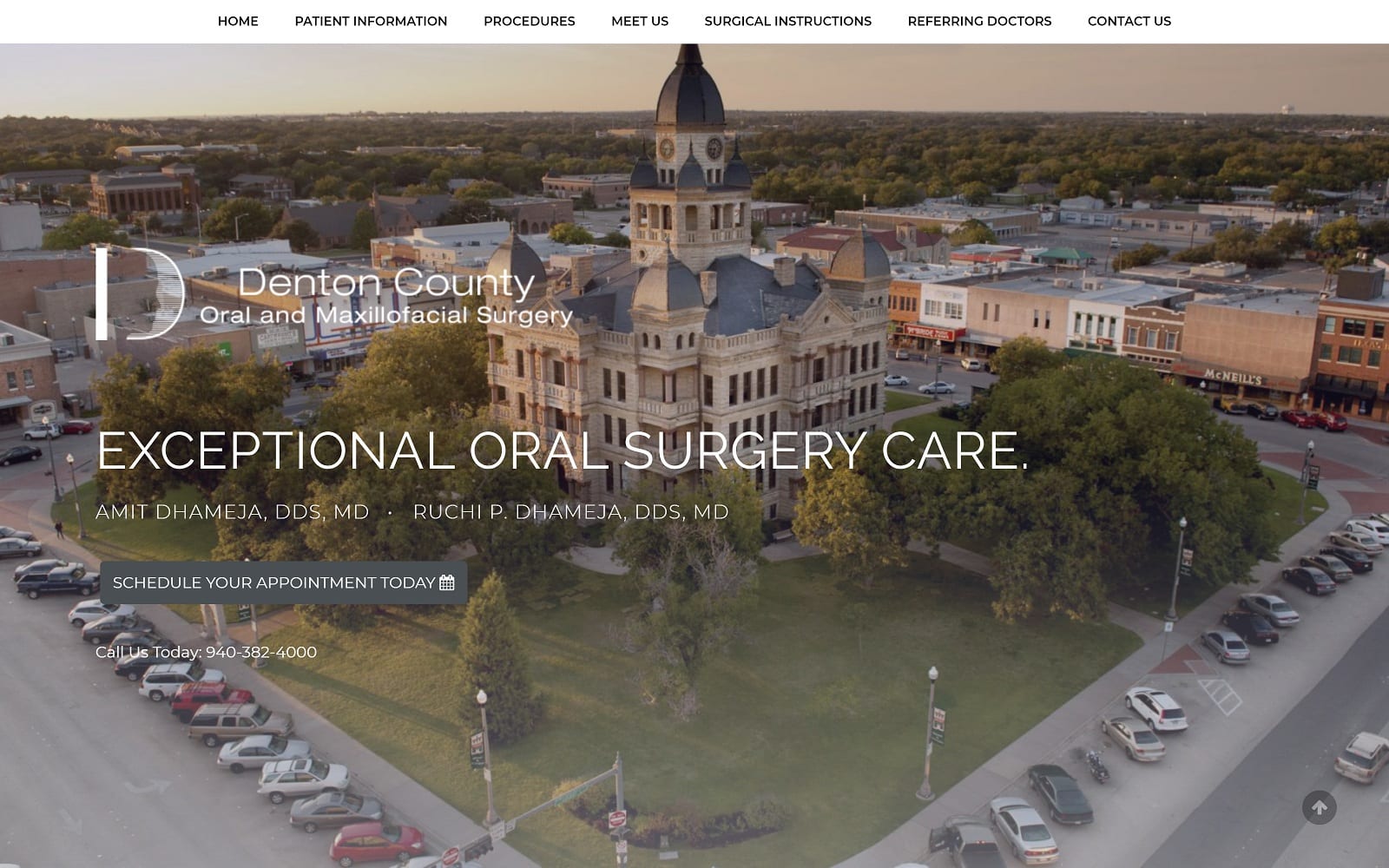 The screenshot of denton county oral and maxillofacial surgery dentonoralsurgery. Com website