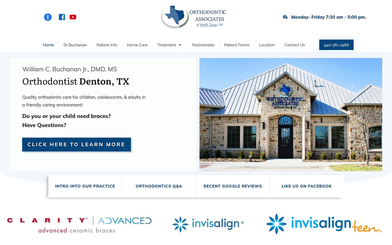 The screenshot of orthodontic associates of north texas, pa dentonorthodontics. Com dr. William buchanan website