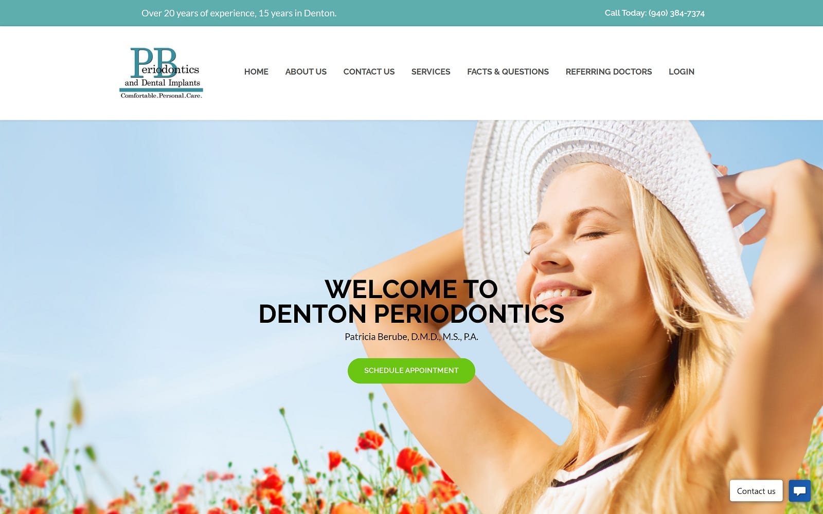 The screenshot of dr. Patricia berube, dmd dentonperio. Com website