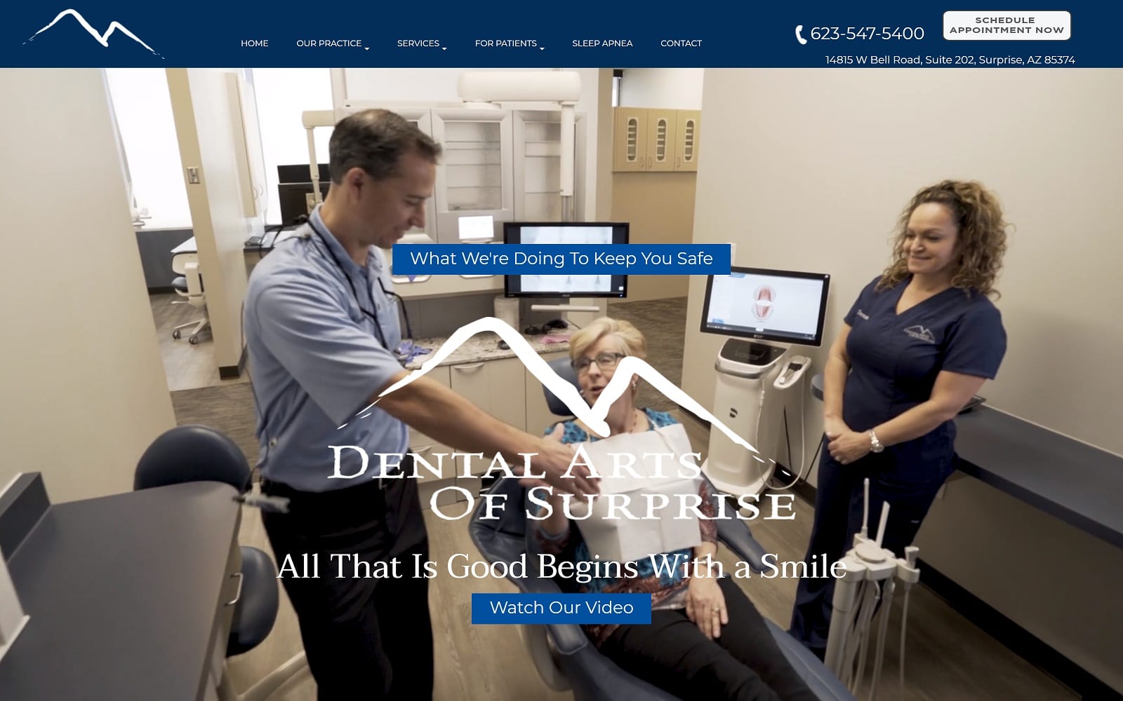 The screenshot of dental arts of surprise doneberhartdds. Com website