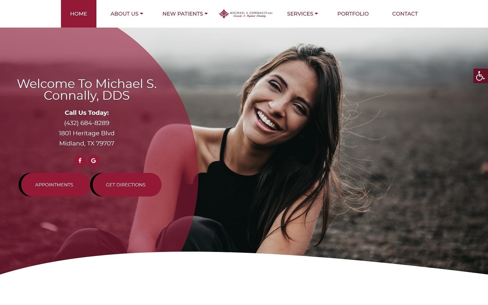 The screenshot of michael s. Connally dds drconnally. Com website