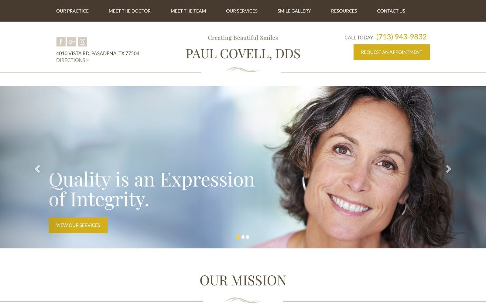 The screenshot of paul b covell, dds drcovell. Com website