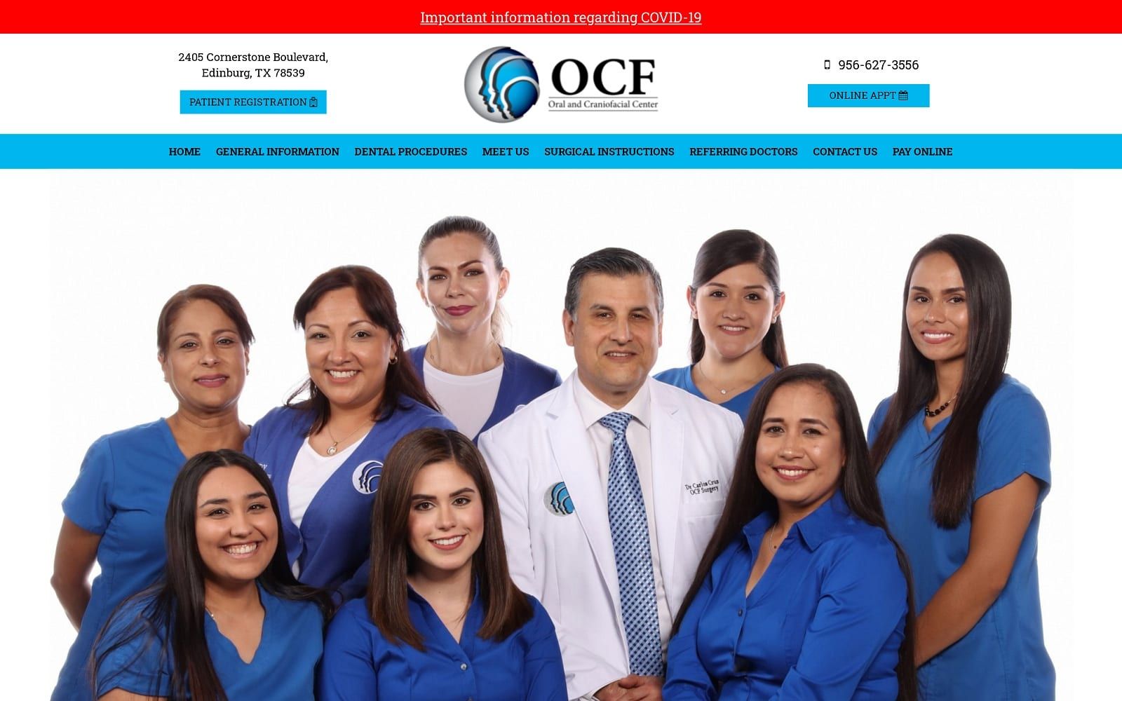 The screenshot of oral & craniofacial center pllc: carlos cruz, dds drcruzoms. Com website