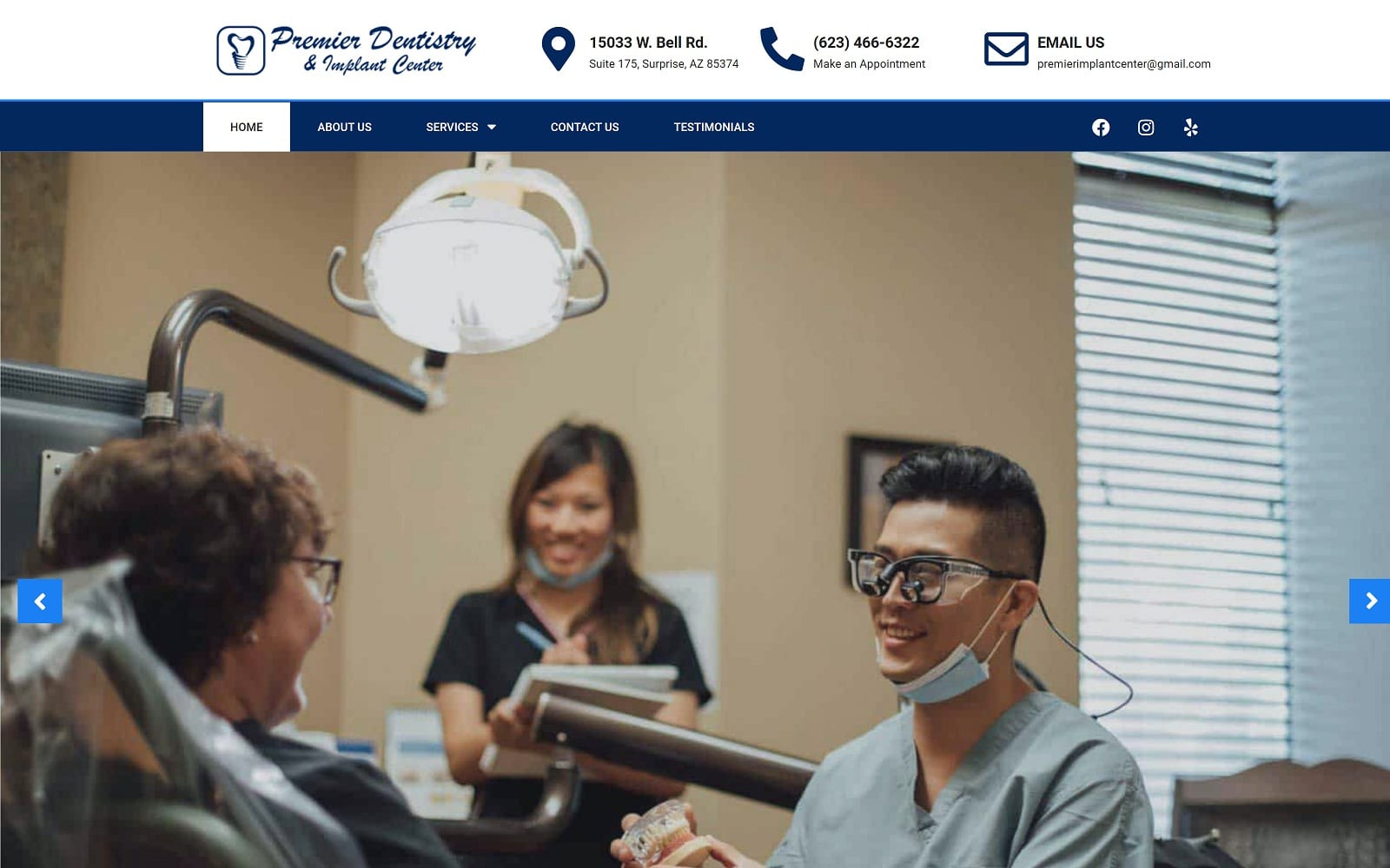 The screenshot of premier dentistry & implant center drkang. Com website