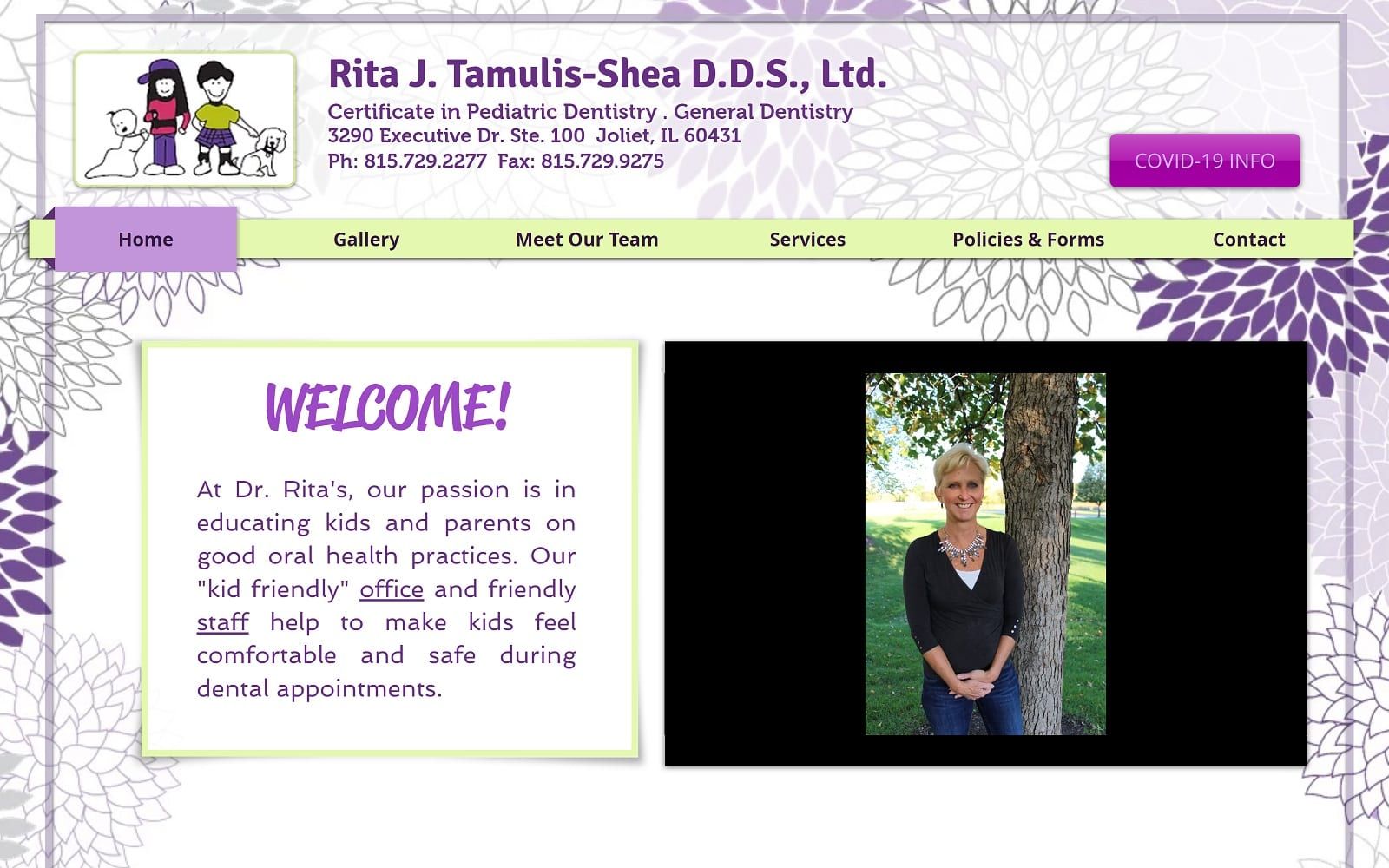 The screenshot of rita j. Tamulis-shea, d. D. S. , ltd. Drritajtamulisshea. Com website
