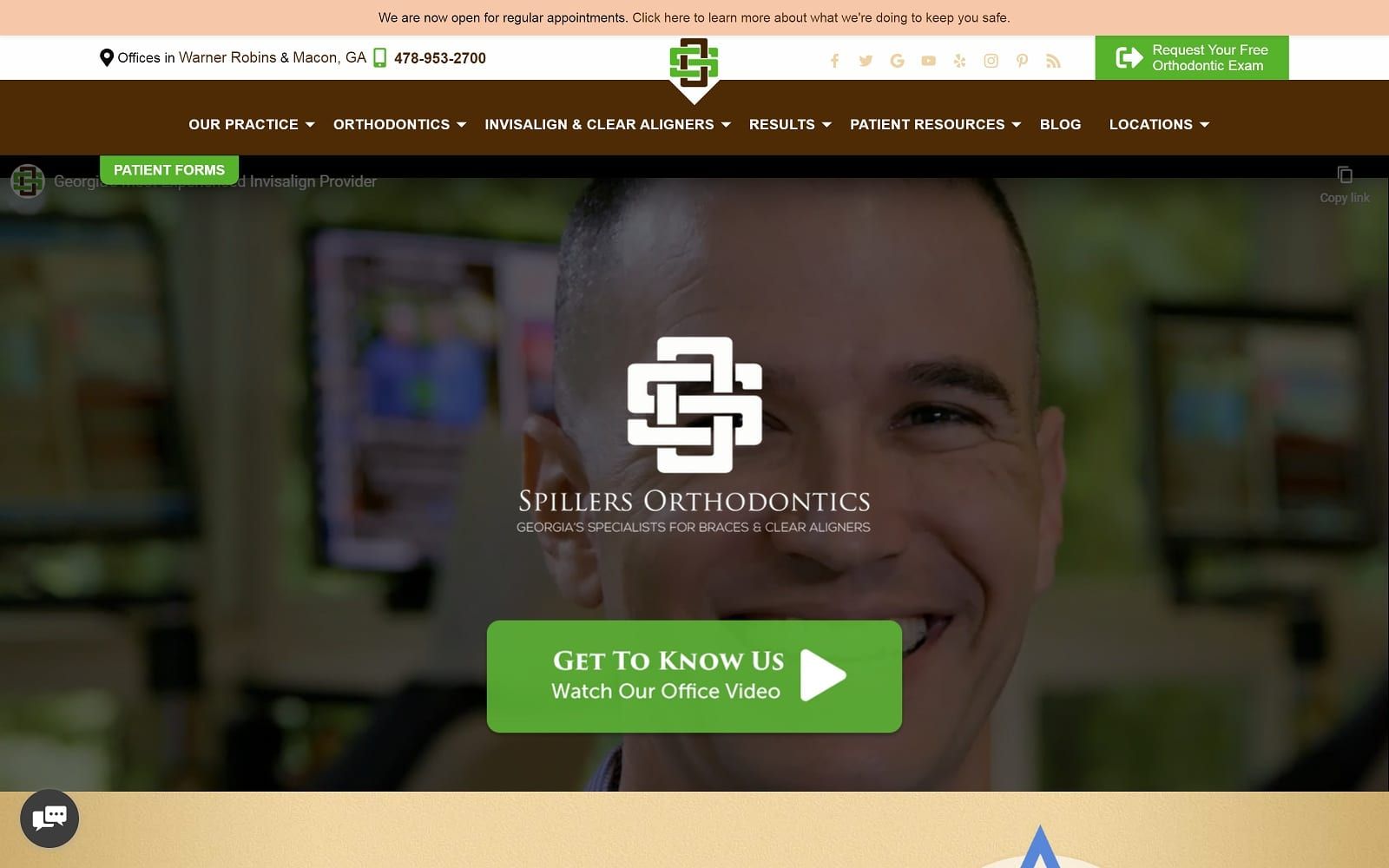 The screenshot of spillers orthodontics drspillers. Com dr. J. Don spillers, jr. Website