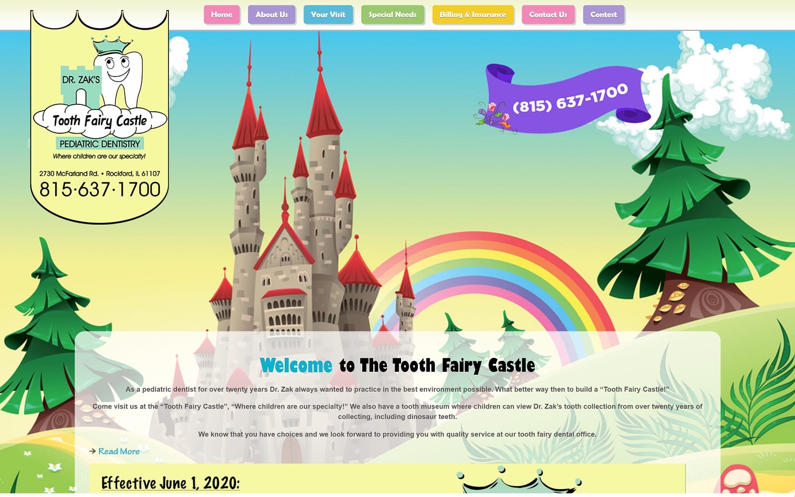 The screenshot of dr zaks tooth fairy castle drzakstoothfairycastle. Com website