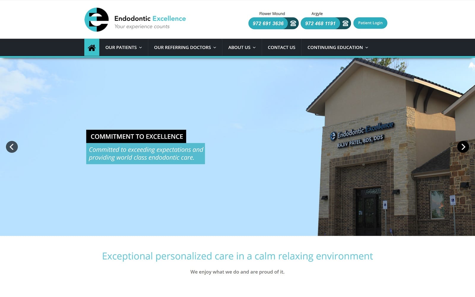 The screenshot of endodontic excellence endoxl. Com website