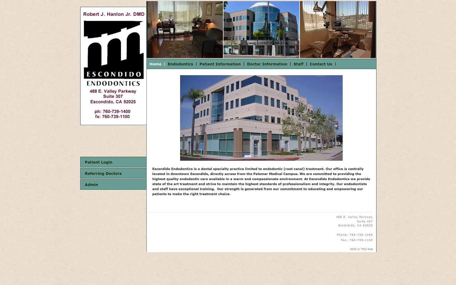 The screenshot of escondido endodontics escoendo. Com website