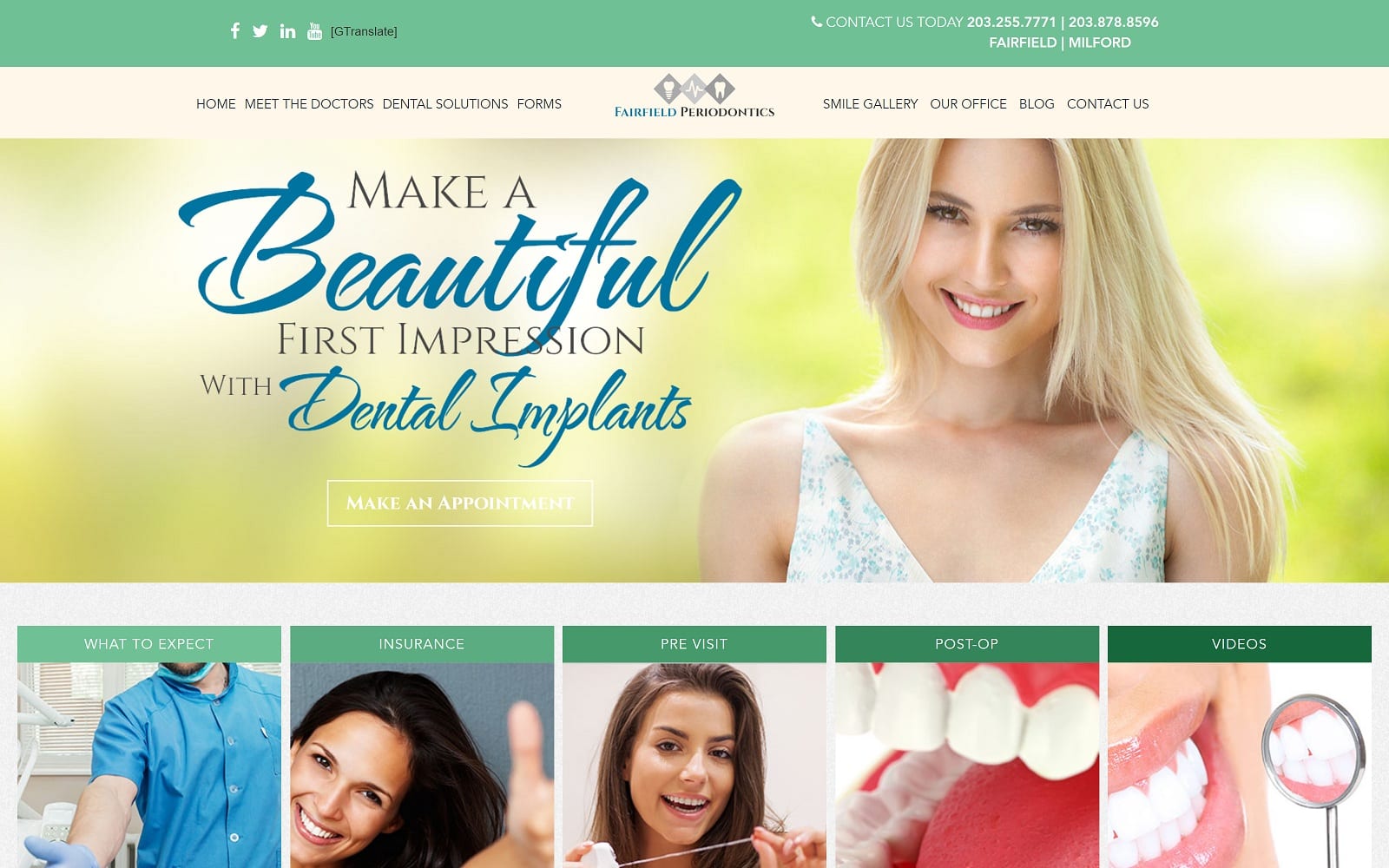 The screenshot of fairfield periodontics, llc fairfieldperiodontics. Com website