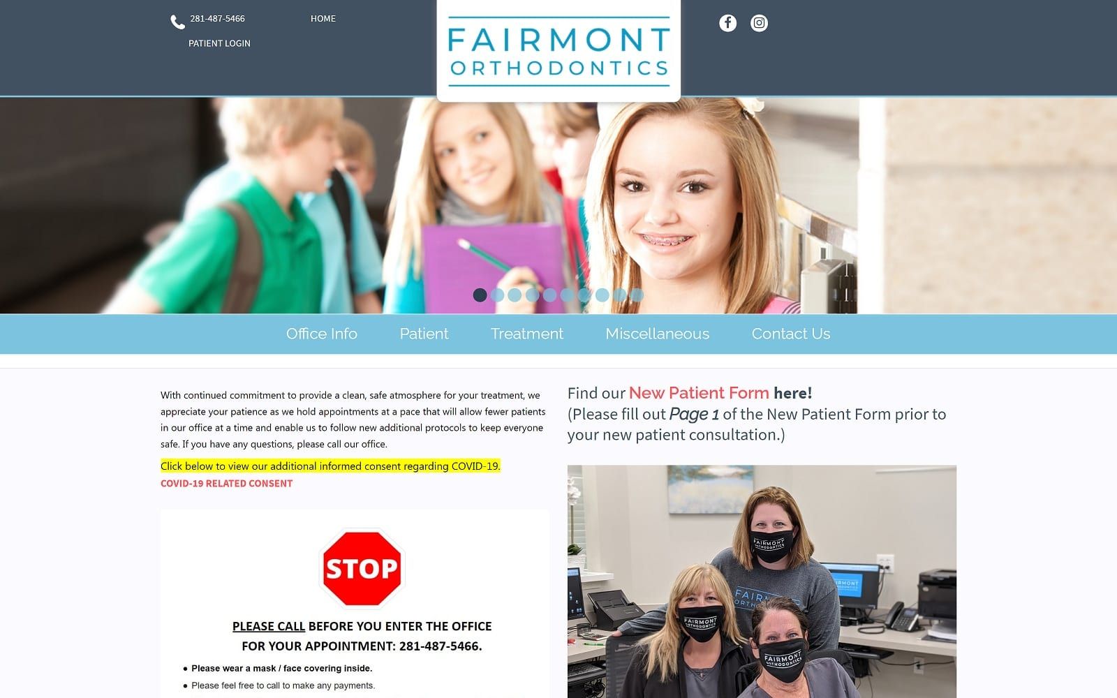 The screenshot of fairmont orthodontics fairmontortho. Com dr. Sarah lowe website