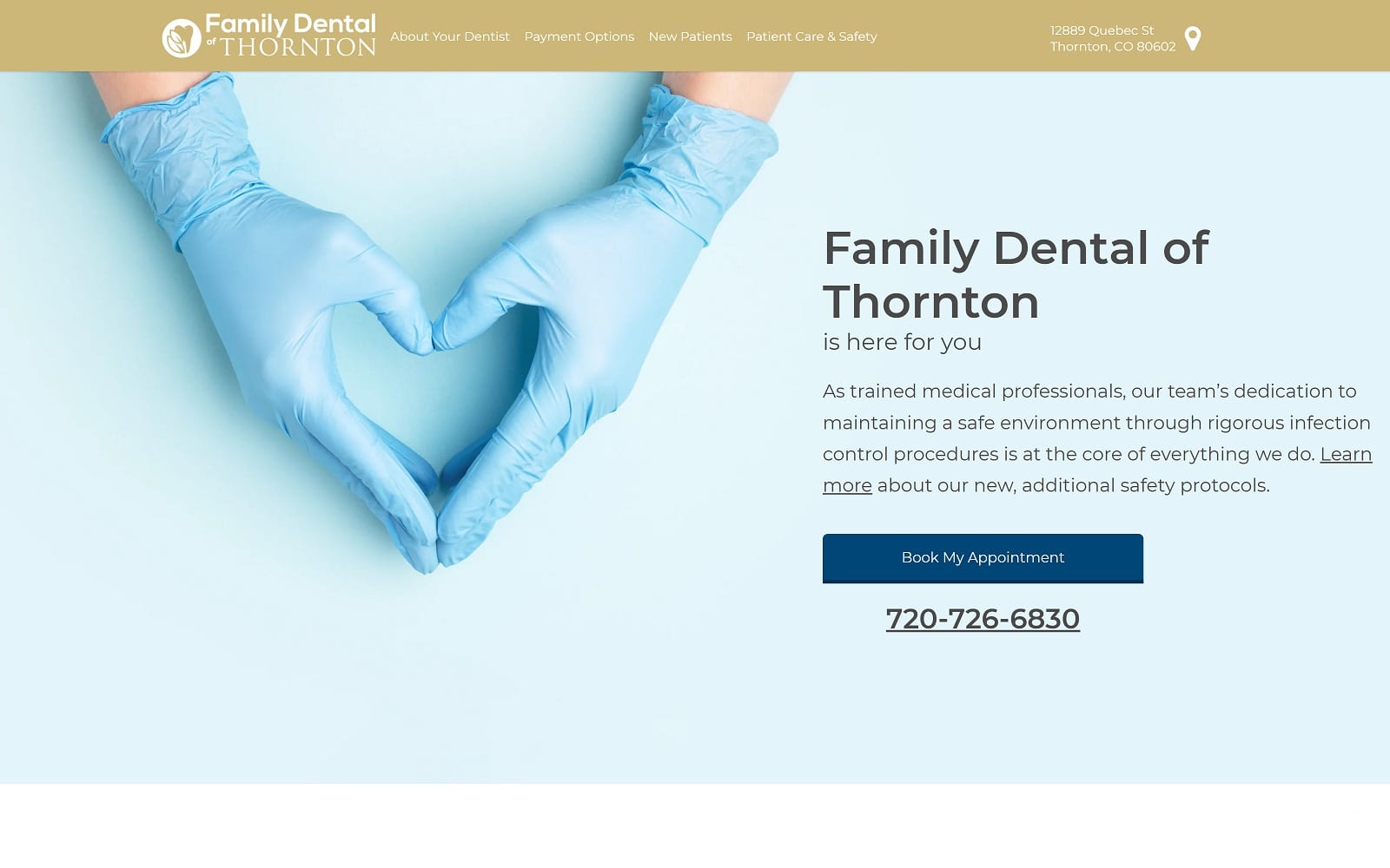 The screenshot of family dental of thornton familydentalofthornton. Com website