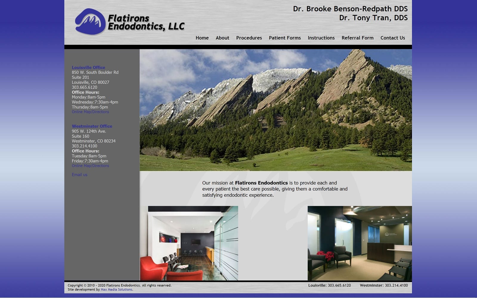 The screenshot of flatirons endodontics flatironsendo. Com website