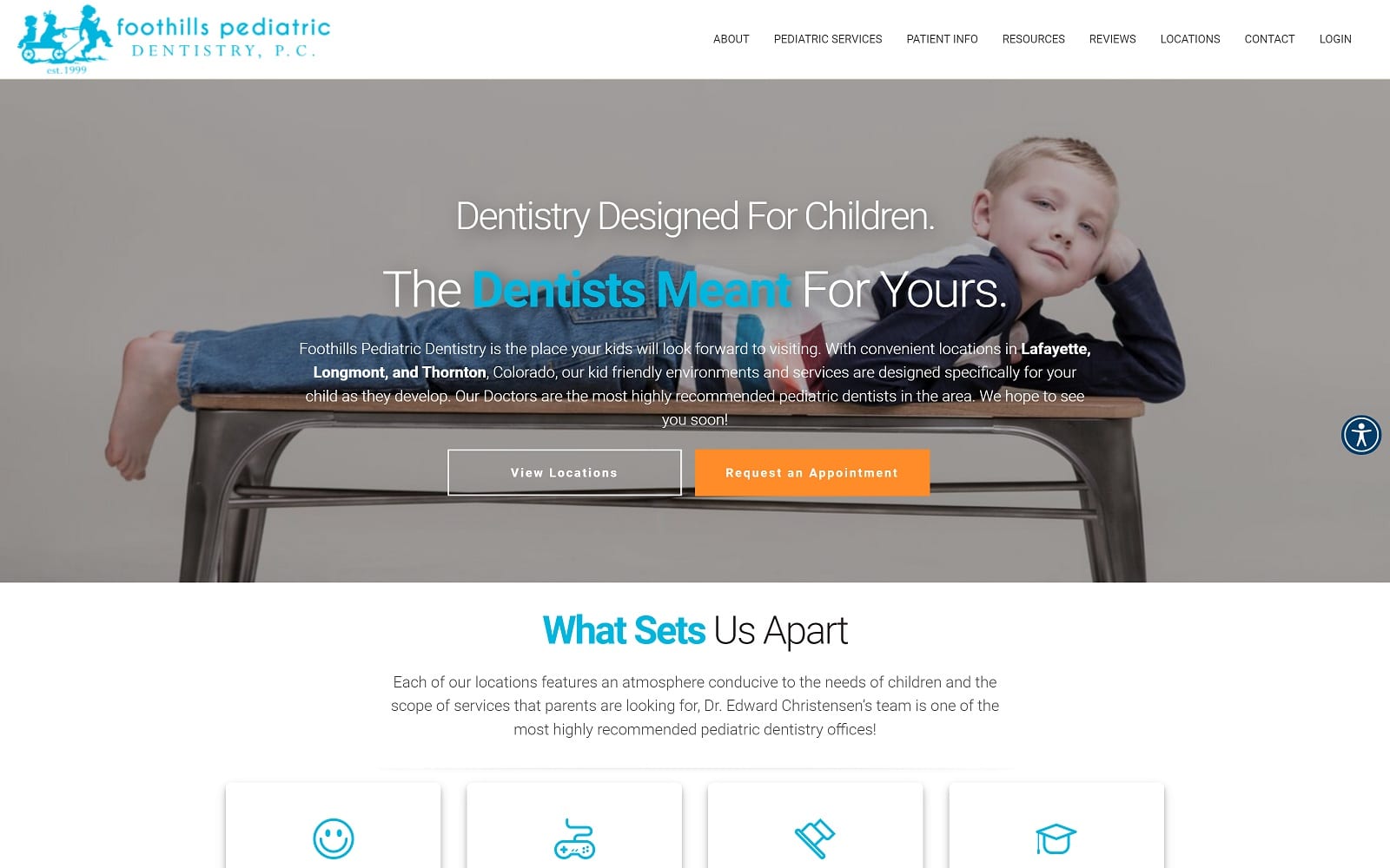 The screenshot of foothills pediatric dentistry foothillspediatricdentistry. Com website